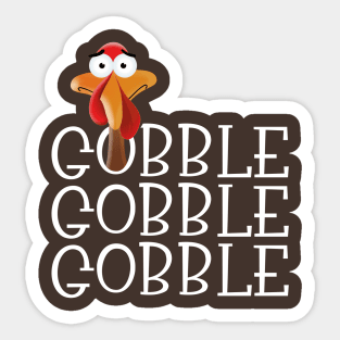 Gobble Gobble Gobble Thanksgiving Turkey Sticker